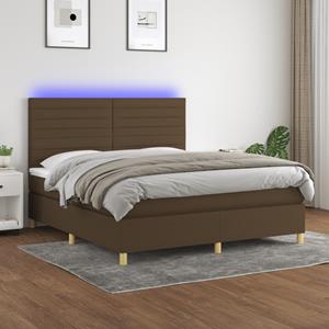 VidaXL Boxspring met matras en LED stof donkerbruin 180x200 cm