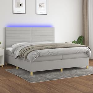 VidaXL Boxspring met matras en LED stof lichtgrijs 200x200 cm