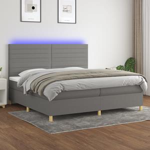 VidaXL Boxspring met matras en LED stof donkergrijs 200x200 cm