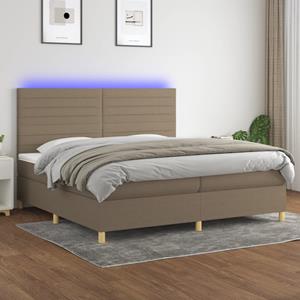 VidaXL Boxspring met matras en LED stof taupe 200x200 cm