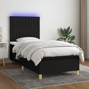 VidaXL Boxspring met matras en LED stof zwart 100x200 cm