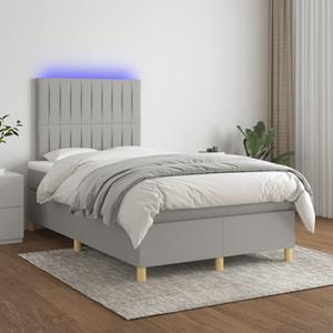 VidaXL Boxspring met matras en LED stof lichtgrijs 120x200 cm