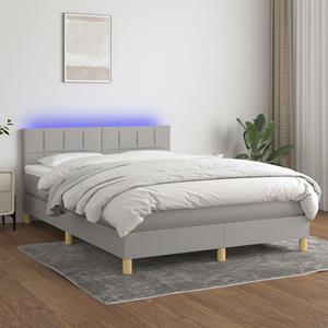 VidaXL Boxspring met matras en LED stof lichtgrijs 140x190 cm