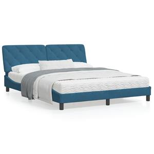 VidaXL Bed met matras fluweel blauw 160x200 cm