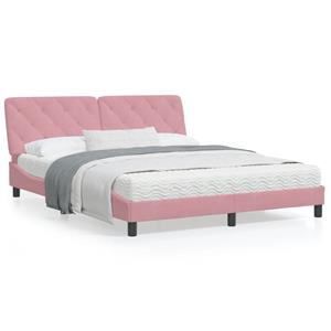 VidaXL Bed met matras fluweel roze 160x200 cm
