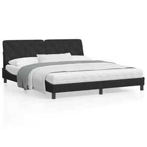 VidaXL Bed met matras fluweel zwart 180x200 cm