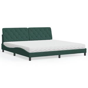 VidaXL Bed met matras fluweel donkergroen 200x200 cm