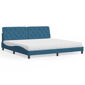 VidaXL Bed met matras fluweel blauw 200x200 cm