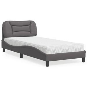 VidaXL Bed met matras kunstleer grijs 80x200 cm