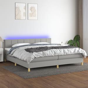 VidaXL Boxspring met matras en LED stof lichtgrijs 200x200 cm