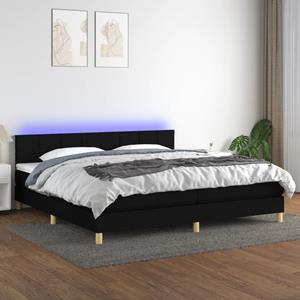 VidaXL Boxspring met matras en LED stof zwart 200x200 cm