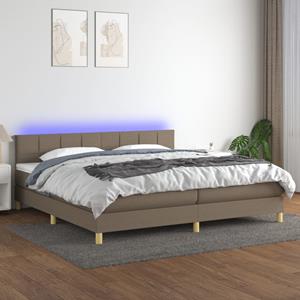 VidaXL Boxspring met matras en LED stof taupe 200x200 cm