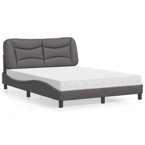 VidaXL Bed met matras kunstleer grijs 120x200 cm