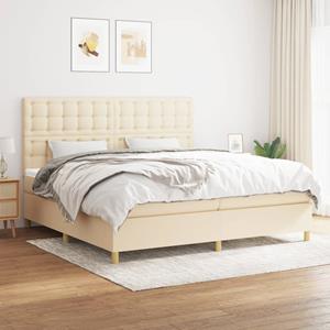 VidaXL Boxspring met matras stof crèmekleurig 200x200 cm