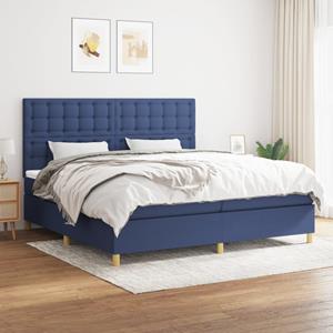 VidaXL Boxspring met matras stof blauw 200x200 cm