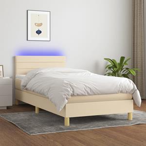 VidaXL Boxspring met matras en LED stof crèmekleurig 80x200 cm