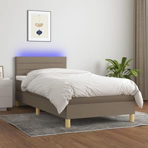 VidaXL Boxspring met matras en LED stof taupe 100x200 cm