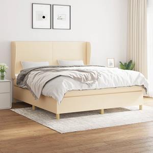 VidaXL Boxspring met matras stof crèmekleurig 180x200 cm