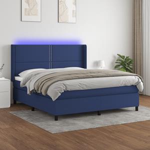 VidaXL Boxspring met matras en LED stof blauw 160x200 cm