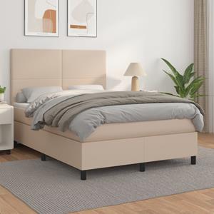 VidaXL Boxspring met matras kunstleer cappuccinokleurig 140x190 cm