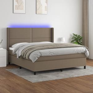 VidaXL Boxspring met matras en LED stof taupe 180x200 cm