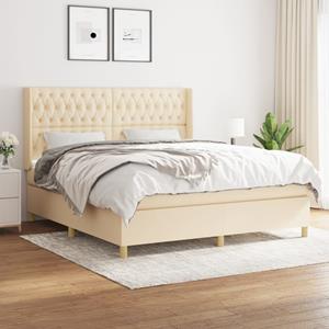 VidaXL Boxspring met matras stof crèmekleurig 180x200 cm