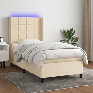 VidaXL Boxspring met matras en LED stof crèmekleurig 80x200 cm