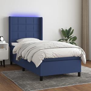 VidaXL Boxspring met matras en LED stof blauw 80x200 cm