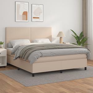 VidaXL Boxspring met matras kunstleer cappuccinokleurig 160x200 cm