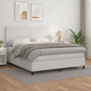 VidaXL Boxspring met matras kunstleer wit 180x200 cm