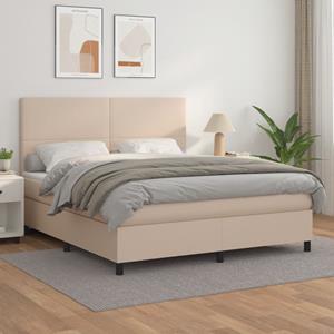 VidaXL Boxspring met matras kunstleer cappuccinokleurig 180x200 cm