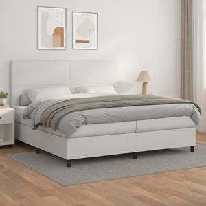 VidaXL Boxspring met matras kunstleer wit 200x200 cm