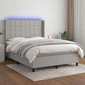 VidaXL Boxspring met matras en LED stof lichtgrijs 140x190 cm