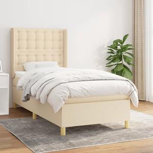 VidaXL Boxspring met matras stof crèmekleurig 90x190 cm