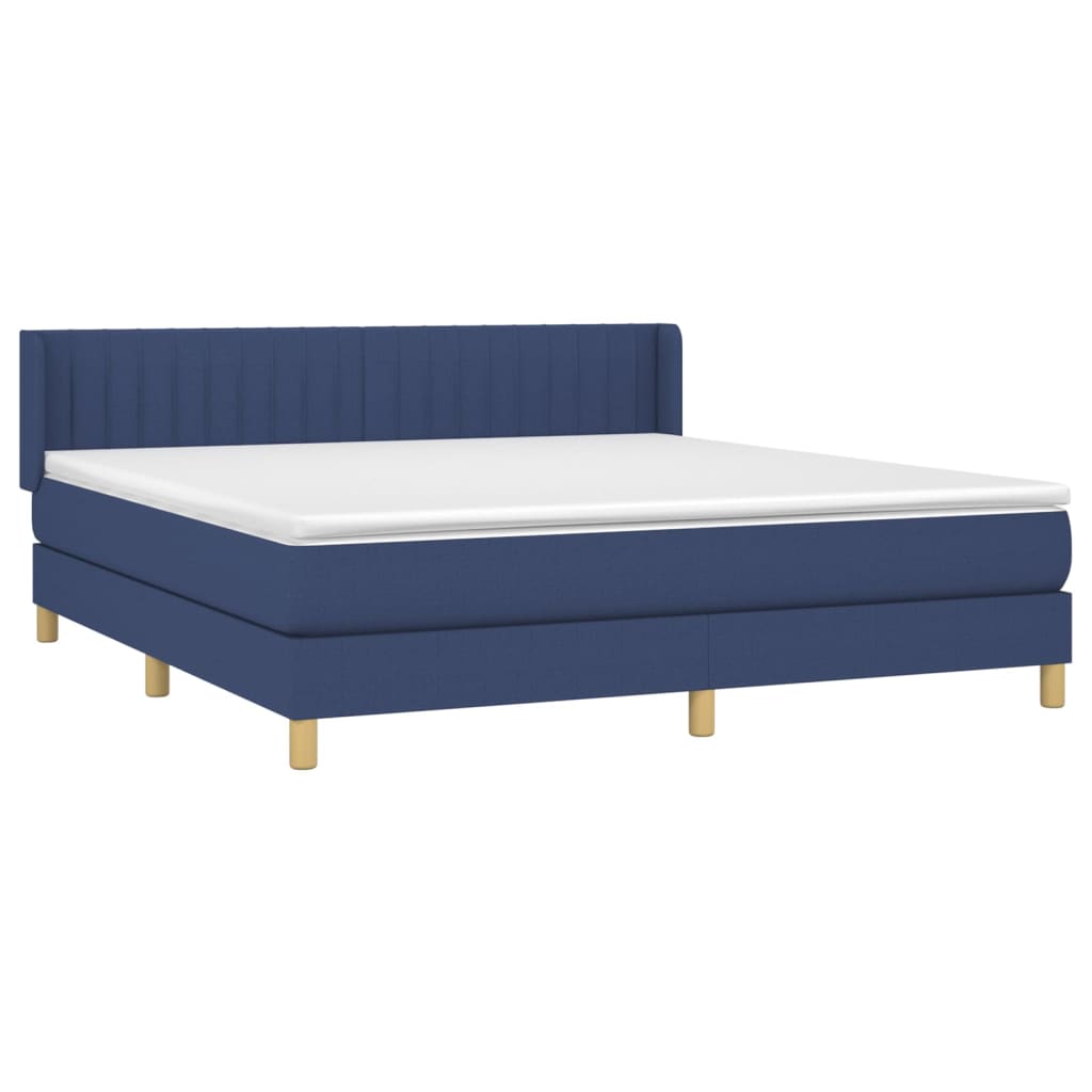 vidaXL Boxspring met matras stof blauw 160x200 cm