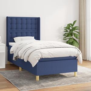 VidaXL Boxspring met matras stof blauw 90x190 cm