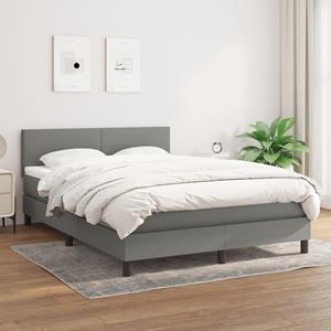 VidaXL Boxspring met matras stof donkergrijs 140x200 cm