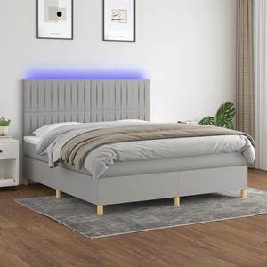 VidaXL Boxspring met matras en LED stof lichtgrijs 160x200 cm