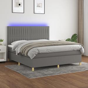 VidaXL Boxspring met matras en LED stof donkergrijs 160x200 cm