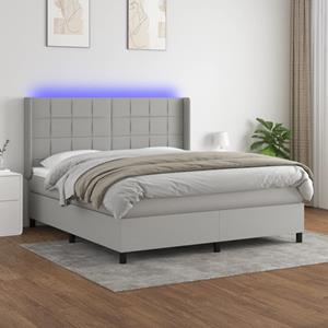 VidaXL Boxspring met matras en LED stof lichtgrijs 160x200 cm