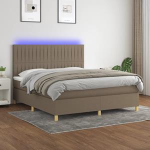 VidaXL Boxspring met matras en LED stof taupe 160x200 cm