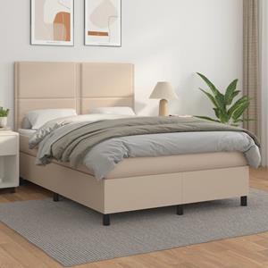 VidaXL Boxspring met matras kunstleer cappuccinokleurig 140x190 cm