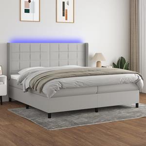 VidaXL Boxspring met matras en LED stof lichtgrijs 200x200 cm