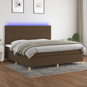 VidaXL Boxspring met matras en LED stof donkerbruin 200x200 cm