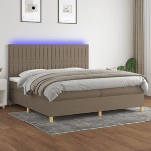 VidaXL Boxspring met matras en LED stof taupe 200x200 cm