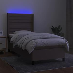 VidaXL Boxspring met matras en LED stof taupe 90x190 cm