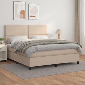 VidaXL Boxspring met matras kunstleer cappuccinokleurig 160x200 cm