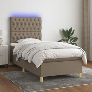 VidaXL Boxspring met matras en LED stof taupe 90x190 cm