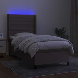 VidaXL Boxspring met matras en LED stof taupe 80x200 cm