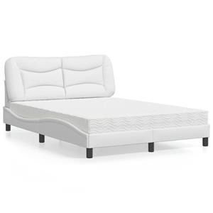 VidaXL Bed met matras kunstleer wit 140x190 cm